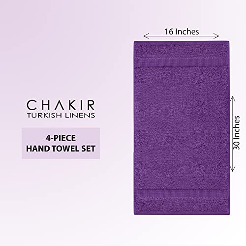 Chakir Turkish Linens 4 Piece Hand Towels, 100% Cotton Turkish Towels for Bathroom, Luxury Soft Absorbent Hand Towel Set, 16 x 30 Inches, Eggplant - color: Eggplant
