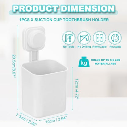 uxcell 1Pcs Suction Toothbrush Holder, 4" x 8" Wall Mounted Shower Caddy Organizer Cup for Tooth Brush, Toothpaste, Razors in Bathroom, Kitchen(White) - color: White