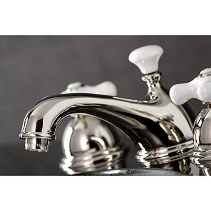 Kingston Brass KS3962PX Restoration Widespread Lavatory Faucet with Porcelain Cross Handle, Polished Brass, 8-Inch Adjustable Center - color: Polished Brass