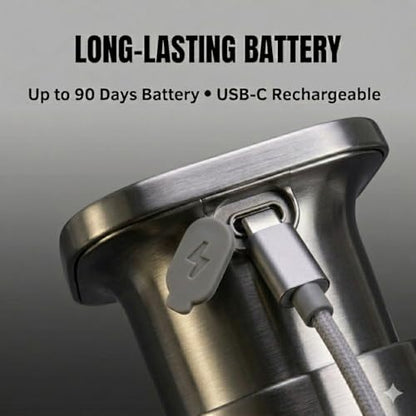 Automatic Soap Dispenser with Digital Display, Touchless Sensor, USB-C Rechargeable, No Drip Pump, 3-Level Adjustable, IPX5 Waterproof, 450ml Capacity – Modern Bathroom & Kitchen Countertop (Grey) - color: Gray