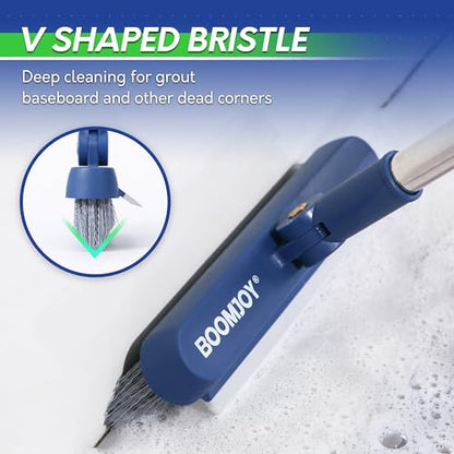 BOOMJOY Grout Brush with Long Handle, Grout Cleaner Brush for Tile Floors, Stiff Bristles for Crevice, Tile Line, Shower, Kitchen, Bathroom
