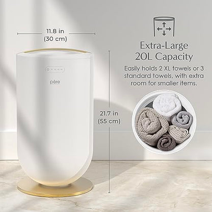 Pure Enrichment PureBliss Luxury Towel Warmer - Extra Large 20L Heats Towels, Robes, Blankets, or Clothing - Modern Bucket Design, 4 Heat Timer Settings & Auto Shut-Off (White & Brushed Gold) - color: White & Brushed Gold