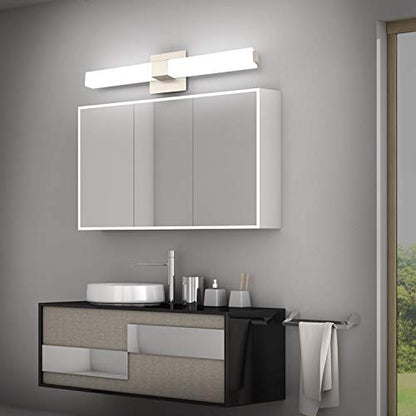 LED Vanity Light 24.2" Frosted White Acrylic Brushed Nickel for Bathroom Vanity Lighting Fixtures Cool White 6000K - color: Brushed Nickel - Dimmable, size: 24 inch