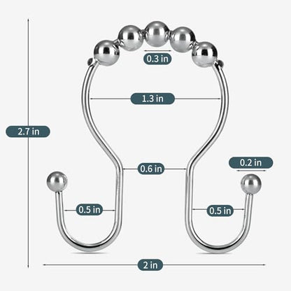 Shower Curtain Hooks, OEH Shower Curtain Rings, Chrome Shower Curtain Hooks Rust Proof, Smooth Gliding Metal Shower Curtain Rings Rust Proof, Double Shower Hooks for Shower Curtain, 12 Pcs, Chrome - color: Chrome, size: Classic Double Hooks