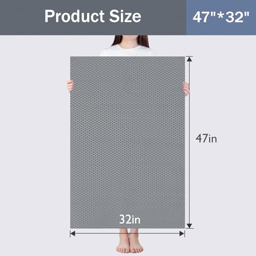Bathroom Non Slip Shower Mat, Gray 47x32 Inch Bathtub Mat, Non Slip Bathroom Mat for Elderly and Kids, Easy to Dry, Fast-Dry Drainage Hole, Easy to Prune - color: Gray, size: 47" x 32" (Rectangular)