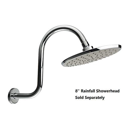 Purelux Goose Neck Shower Arm Water Outlet PJ1201 Made of Stainless Steel, Chrome Finish Showerhead Extension - color: S - Chrome