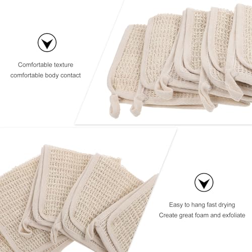 Happyyami 5pcs Linen Bath Towel Set with Rich Foam and Massage Features, Square Shower Bathing Towels for Exfoliating and Deep Cleansing in Bathroom