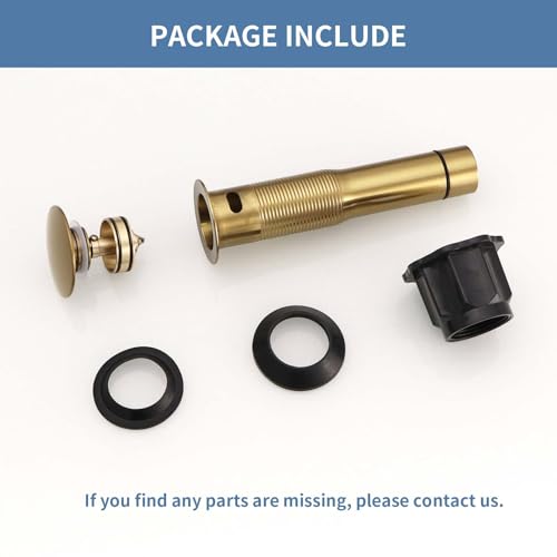 Bathroom Sink Pop Up Drain Stopper, BWE Brushed Gold Finish Stainless Steel Drain with Overflow, Household Universal Vanity Sink Drain Replacement - color: Brushed Gold