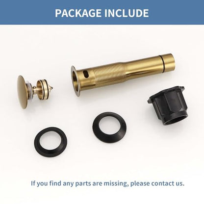 Bathroom Sink Pop Up Drain Stopper, BWE Brushed Gold Finish Stainless Steel Drain with Overflow, Household Universal Vanity Sink Drain Replacement - color: Brushed Gold
