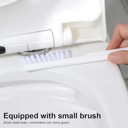 Toilet Bowl Brush and Holder,Toilet Brush with Crevice Cleaning Brushes,No Dead Corner Clean Wall Mounted Compact Toilets Brushes Set,Durable Bristles for Bathroom,RV(White Grey)