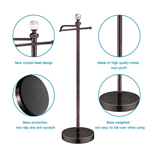 ROLABAM Toilet Paper Roll Holder-Free Standing Toilet Paper Holder Stand for Bathroom Total Height 24.4" with Crystal Ball, Oil Rubbed Bronze - color: Oil Rubbed Bronze
