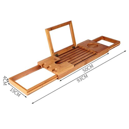 Bath Traysmall Bamboo Retractable Bathtub Shelf Bathroom Soaking Tub Storage Tray Multi-Functional Storage Rack Expandable Size Suitable for Most Bathtubs 50 19 4Cm