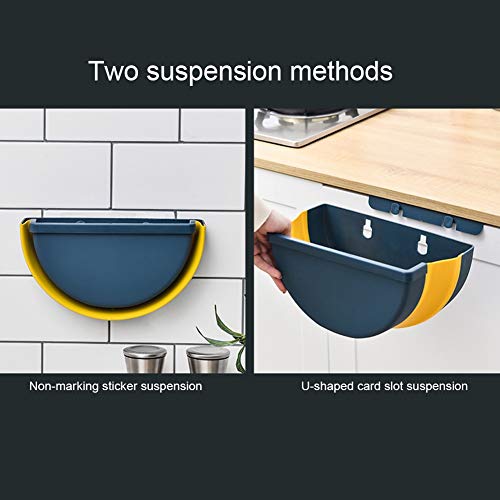 Hanging Trash Can, Garbage Can Trash Bin Folding Trash Can Collapsible Waste Basket Wall Mounted Trash Can for Kitchen Bathroom(Green)
