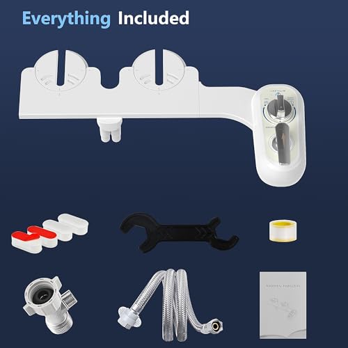 Left Handed Bidet Attachment for Toilet - Left Handed Bidet Non-Electric,Self-Cleaning,Adjustable Water Pressure,Retractable Dual Nozzles for Frontal & Rear Wash,Lever Control
