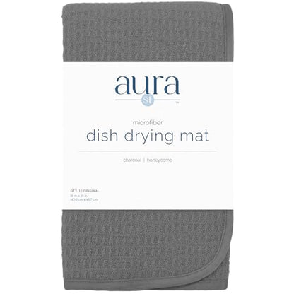 S&T INC. Dish Drying Mat, 16" x 18", Large, Charcoal Grey | Absorbent Microfiber, Kitchen Counter Mat for Dishes, Utensils, Pots and Pans, Machine Washable - size: 16" x 18"