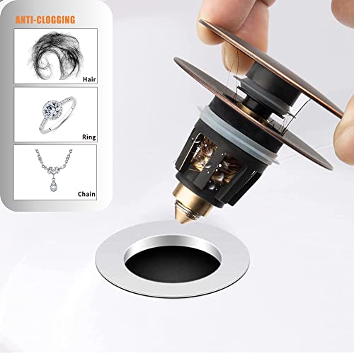 Universal Bathroom Sink Drain Stopper, Fits Most Pop-Up Drains for Vessel Sink Lavatory Vanity, Sink Drain Strainer with Detachable Hair Catcher, Tested by Plumber in US (MATT Black) - color: Matt Black