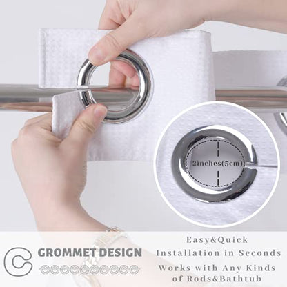 48" W x74“ L Hook Free Fabric Stall Shower Curtain with Polyester Snap-in Liner with Magnets–Hotel Quality Top See Through White - color: White, size: 48"W x 74"L (Pack of 1)