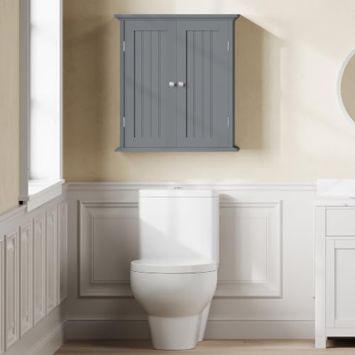 ChooChoo Bathroom Wall Cabinet with 2 Doors, Over The Toilet | 8.8"D x 21.1"W x 24"H, Medicine Cabinet, Adjustable Shelves, Cupboard, Grey - color: Grey, size: 8.8"D x 21.1"W x 24"H
