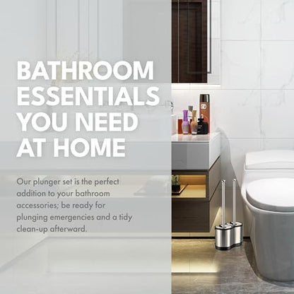 ToiletTree Products Modern Deluxe Freestanding Toilet Brush and Plunger Combo - 5.5" x 9.5" x 18.5" (2 Pack) - style: Combo 2 Pack