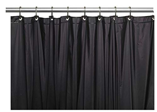 Elegant Home Heavy Duty Vinyl Shower Curtain Liner with 12 Metal Grommets Black - color: Black