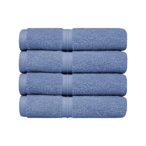 Soft & Thick Wash Cloths Set of 4 (12" x 12") Hotel Quality, Versatile as, Make Up Towels, Cozy Wash Cloths, Face Drying Towels, Towels for Bathroom, Washcloths for Bathroom - Sky Blue - color: Sky Blue