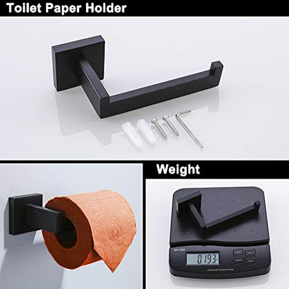 TURS Black 3-Piece Towel Holder Set Towel Ring Toilet Paper Holder Towel Hook, Stainless Steel Bathroom Hardware Set, Wall Mounted. - color: Black