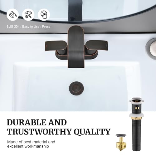 Pop up Sink Drain Stopper for Bathroom Vessel Vanity Sink Art Basin Oil Rubbed Bronze, Small Cap with Overflow, Metal Pop-up Drain Strainer with Detachable Basket Stopper | Pop Up Drain, Made of Metal, Small Cap, with Detachable Basket Stopper, Drain Fast
