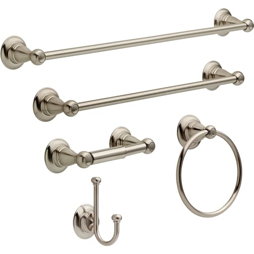 Delta Porter (1-Pack) Hand Towel Holder SpotShield Brushed Nickel Towel Racks for Bathroom Wall Round Towel Ring Holder for Bath Towel Hanger for Kitchen, Bathroom Accessories PTR46-BN - style: Towel Ring