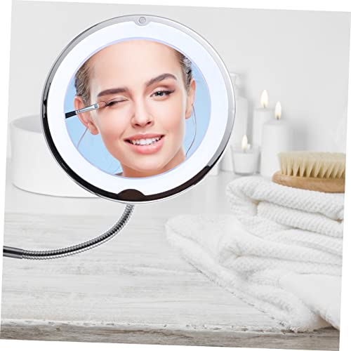 Mobestech Magnifying Vanity Mirror with LED Light and Rotating Suction Cup for Bathroom and Desktop Viewing Angle Makeup Mirror for Precise Eye Makeup and Personal Care
