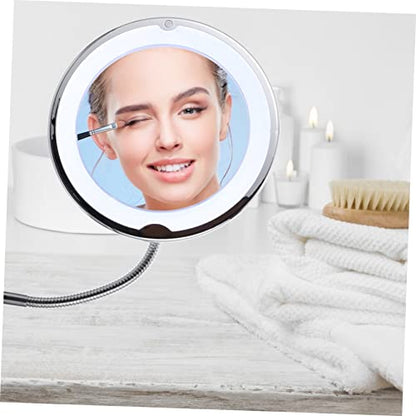 Mobestech Magnifying Vanity Mirror with LED Light and Rotating Suction Cup for Bathroom and Desktop Viewing Angle Makeup Mirror for Precise Eye Makeup and Personal Care