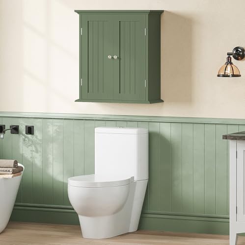 ChooChoo Bathroom Wall Cabinet with 2 Doors, Over The Toilet | 8.8"D x 21.1"W x 24"H, Medicine Cabinet, Adjustable Shelves, Cupboard, Green - color: Green, size: 8.8"D x 21.1"W x 24"H