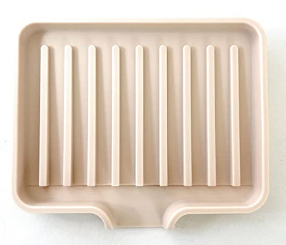 Silicone Soap Dish Tray and Sponge Holder with Drain Chute, Rectangular, Kitchen and Bathroom Sink Organizer (Sand Dollar, 5.2"x4" (Set of 2), 7.2 Ounces) - color: Sand Dollar, size: (SM) 5.2"x4" (2pcs)