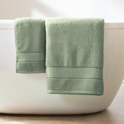 COZYART Bath Towel Set 6 PCS, Luxury 100% Turkish Cotton 650GSM Ultra Soft | Absorbent Quick Dry, OEKO‑Tex 100 Cert. Zero Twist Ring Spun Cotton, Plush Fluffy, Breathable Hotel Quality Bathroom Towels - color: Sage Leaf