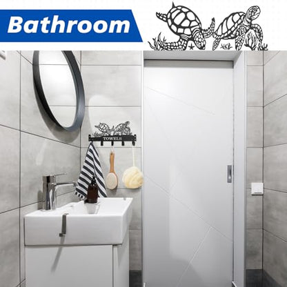 Sea Turtles Over the Door Hooks Wall Mount Towel Rack Heavy Duty Hanging Towel Holder Metal Sea Turtles Decor for Bathroom Bedroom Kitchen Storage Decorative - style: Sea Turtles