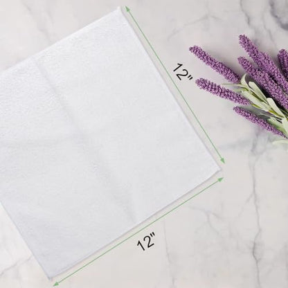 Washcloths Bulk 200 Pack Face Towels, Highly Soft Wash Cloths | Hand Towels, Fast Drying Multi-Purpose Microfiber Cleansing Cloths for Bathroom, Hotel, Spa, and Salon White (12" x 12") - color: White