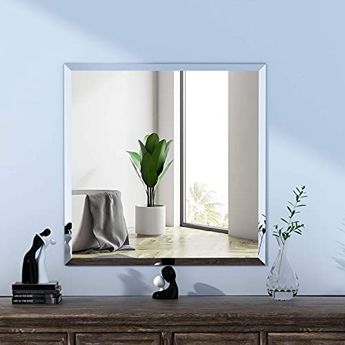 24x24 Frameless Square Bathroom Mirror | 1.1-Inch Beveled Edge - color: Rectangular, size: 24"L x 24"W