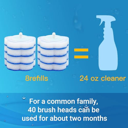 Disposable Toilet Brush Holder Set Toilet Wand (Pack of 2) Toilet Cleaner Scrubber with 24 Refills - size: 2 brushes+24 Refills
