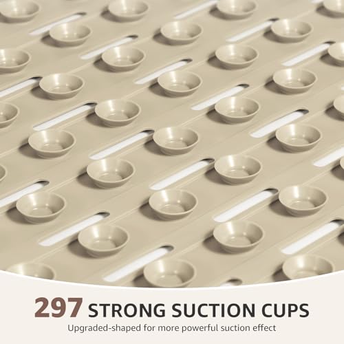 OTHWAY Non Slip Shower Mat, 36.6" x 16.9" Non Slip Shower Mats for Inside Shower, Shower Anti Slip Mat with Suction Cups, Easy to Cut Shower Floor Mat, Machine Washable Bathtub Mats, Light Brown - color: Brown