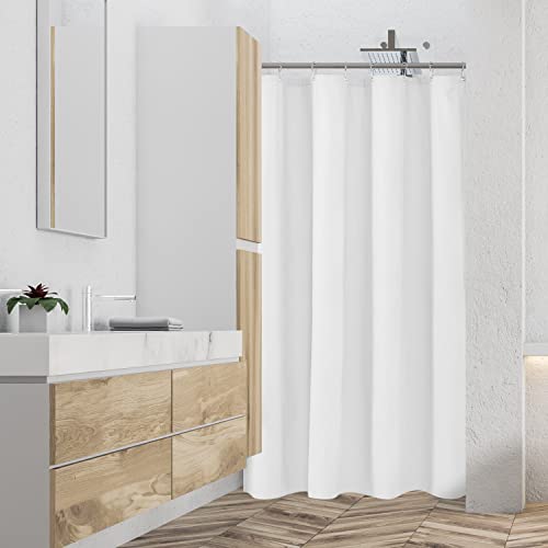 Embossed Microfiber Stall Shower Curtain Liner 48 x 72 inches, Soft Fabric Shower Curtain Washable and Water Repellent,48x72, White - color: White, size: 48"W x 72"L (Pack of 1)