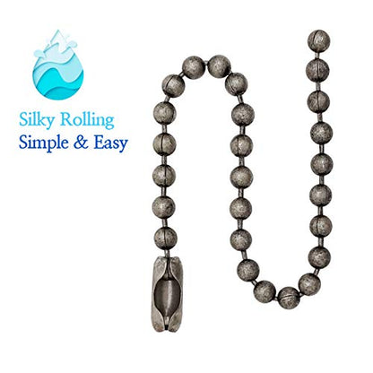 Antique Nickel Shower Curtain Hooks, 6 Inch Ball Chain Design, 12 Pack Rust-Resistant Metal Curtain Rings for Bathroom Rods, Heavy Duty 4.5mm Shower Curtain Hangers - color: Antique Nickel, size: 6 Inch