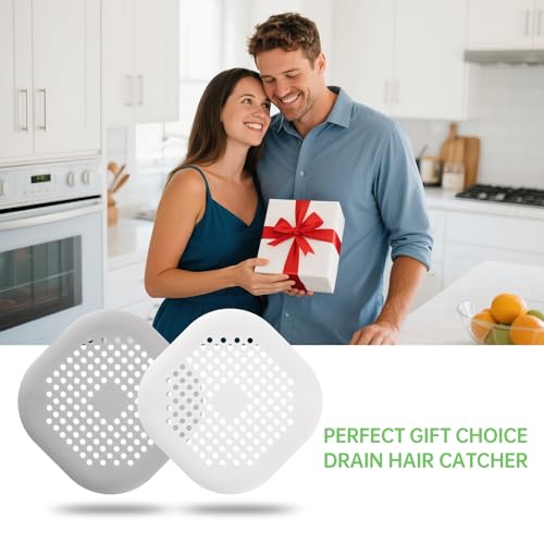 Hair Drain Catcher,Square Drain Cover for Shower Silicone Hair Stopper with Suction Cup,Easy to Install Suit for Bathroom,Bathtub,Kitchen 4Pack (Gray+White) - color: Gray+white