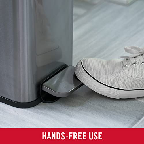 Rubbermaid Stainless Steel Slim Step-On Trash Can, 2.6-Gallon, Charcoal, Wastebasket with Lid for Home/Bathroom/Kitchen - style: Slim Step-On