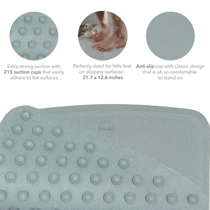 HEVEA Baby & Toddler Bath Mat - 100% Natural Rubber Non Slip Bathtub Mat for Baby - Upcycled, Danish Design - Safe & Sustainable Bathroom Essential (Ocean) - color: Ocean, size: 21.7" x 12.6" (Rectangular)