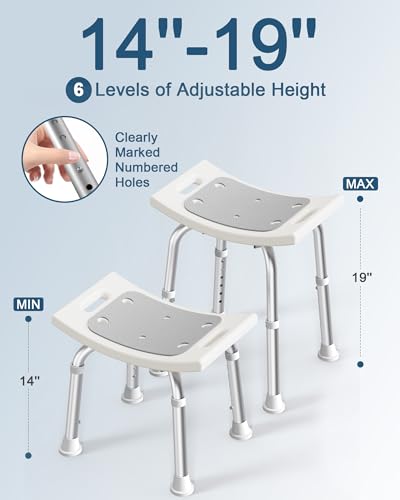 HOMLAND Shower Chair for Inside Shower, Adjustable Height Shower Stool | Shower Seat for Inside Tub Bathroom Bench Bath Chair for Elderly and Disabled, Lightweight Aluminum Frame - Light Gray - color: Light Gray