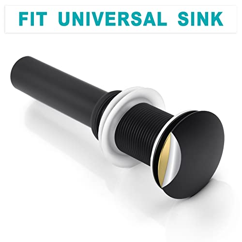 BESTILL Bathroom Sink Drain Stopper, Push Pop Up Drain Without Overflow, Matte Black - color: Matte Black, style: without Overflow