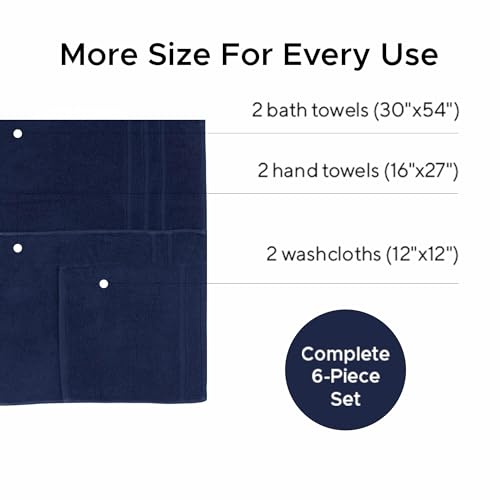 Veteran Textile LLC, Luxury Hotel & Spa, Turkish Cotton, 6 Pieces Towels Set, Max-Softness by Veteran Textile (Navy Blue) - color: Navy Blue