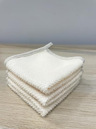 6 Pack Exfoliating wash Cloth Face and Body Wash Bath Scrub Soft Weave Bath Towel Massage Cloth for Women and Man, Two Sides