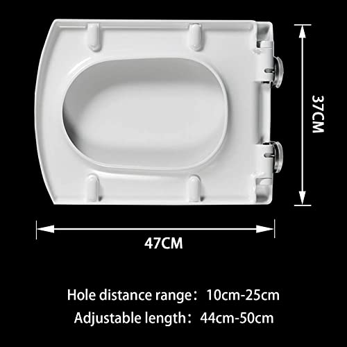 Universal White Toilet Seat with Quick Release - Easy Clean and Stable, Fits Standard Square Toilets, Size: 39.5-46.5 x 34.5cm - size: 44~50*37cm