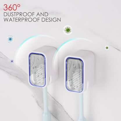 4 Pack Toothbrush Holders for Bathrooms Shower, Wall Mount Toothbrush Organizer with Cover, Self Adhesive Electric Toothbrush Storage, Quick Dry Toothbrush Hanger (Grey) - color: Grey