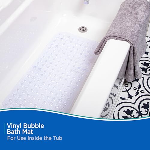 Kenney KN61292 Vinyl Bubble Bath Mat, Shower Mat, Tub Mat with Suction Cups and Drain Holes for Use Inside the Bathroom Shower, 30.75" L x 15.25" W, Clear - color: Clear, size: 30.8" x 15.3" (Rectangular)